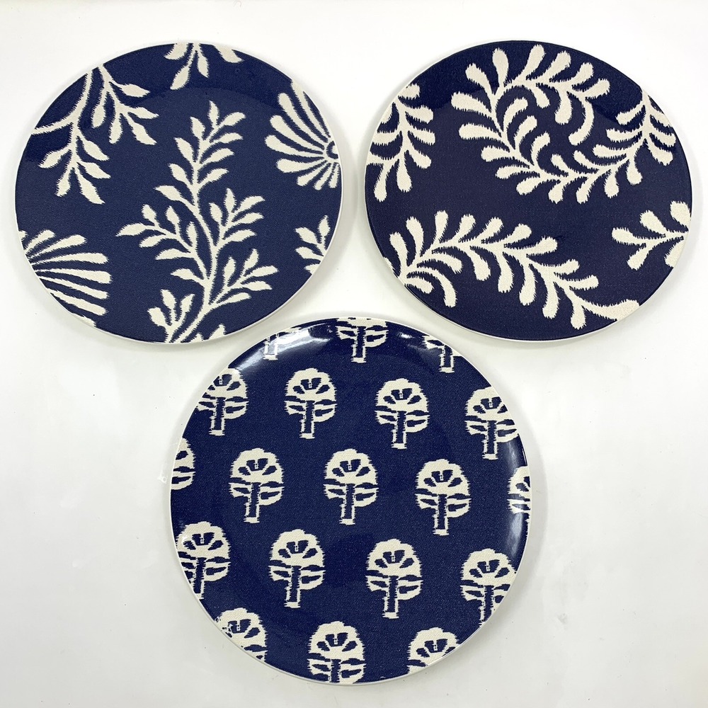 Williams Sonoma PACHAR Blue White Salad Plates 8-1/2" - Set of 3 Mixed Designs